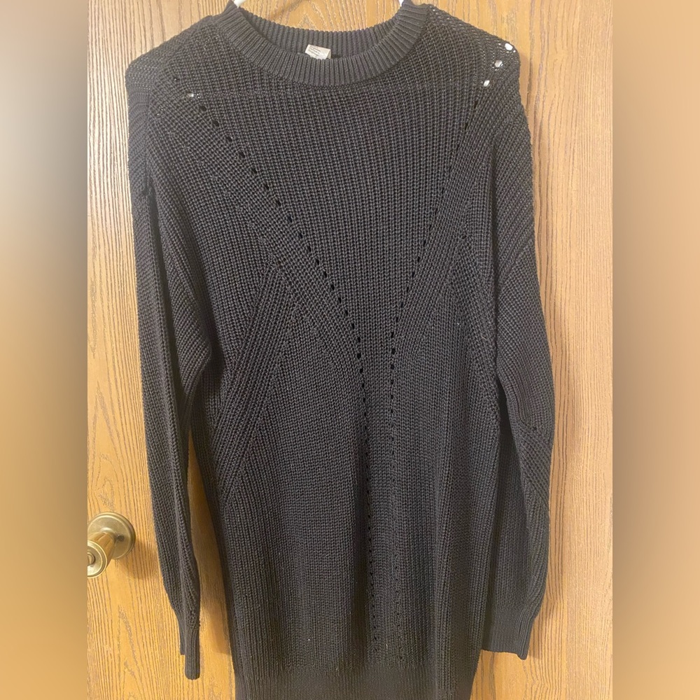 Long black knit sweater